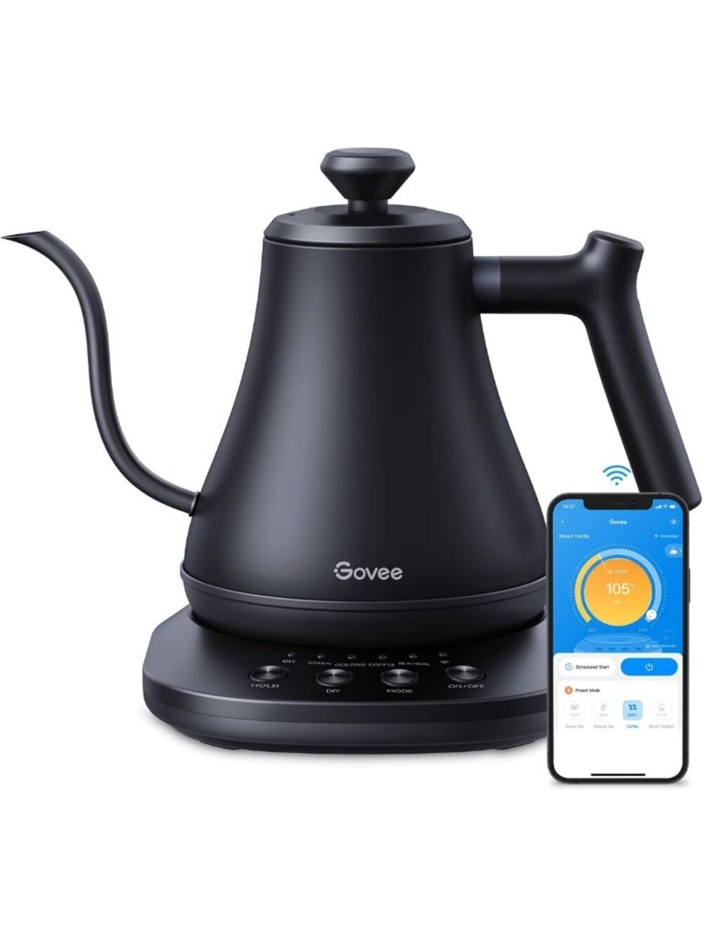Smart Electric Kettle with WiFi, Variable Temperature Gooseneck for Tea & Coffee